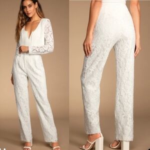 Lulu's Wondrous Love White Lace High-Waisted Pants$68